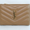 Saint Laurent Chevron Leather Pouch – Brown