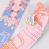 Hermes Blue & Pink Flower Twilly