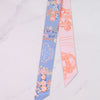 Hermes Blue & Pink Flower Twilly
