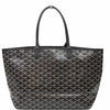 SLG Luxury black Goyard Saint Louis tote bag featuring the signature chevron Goyardine canvas and leather handles.
