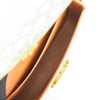 Interior view of SLG Luxury CELINE Triomphe shoulder bag showing brown leather lining and gold-tone hardware details.