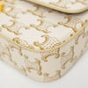 SLG Luxury CELINE Triomphe shoulder bag in white and gold monogram coated canvas with gold-tone hardware detail