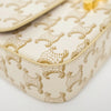 SLG Luxury CELINE Triomphe shoulder bag in white and gold monogram coated canvas with gold-tone hardware detail