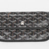 SLG Luxury black Goyardine canvas detachable pouch with iconic chevron pattern and silver snap button closure